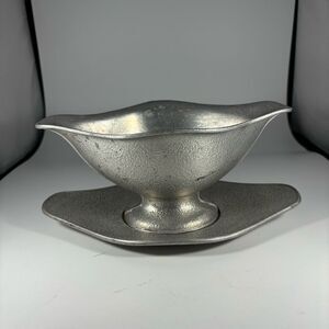 Vintage Guardian Service Ware Heavy Aluminum Sauce Gravy Boat w/Underplate‎